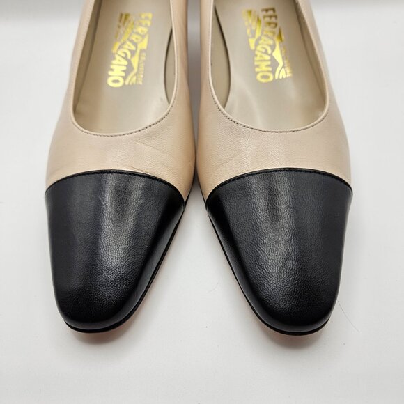 Salvatore Ferragamo Cap-Toe Leather Pumps – Size 7B - Picture 2 of 15